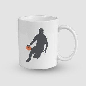 Smaç Basan Basketbolcu Tasarımlı Beyaz Porselen Kupa Bardak