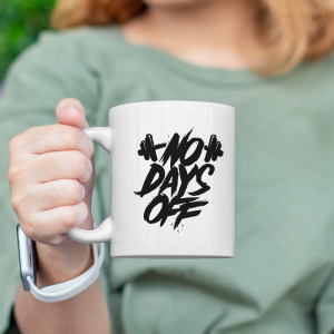 No Days Off Sporcu Temalı Beyaz Porselen Kupa Bardak