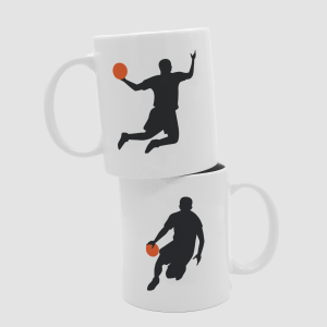 Smaç Basan Basketbolcu Tasarımlı Beyaz Porselen Kupa Bardak