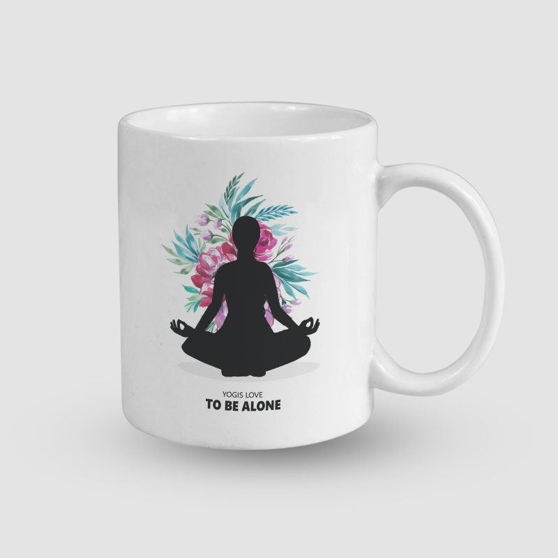 Yogis Love To Be Alone Yazılı Beyaz Porselen Kupa Bardak Yogis Love To Be Alone Yazılı Beyaz Porselen Kupa Bardak