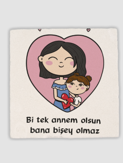 Bi Tek Annem Olsun Bana Bişey Olmaz Sloganlı 4lü Doğal Taş Bardak Altlığı Bi Tek Annem Olsun Bana Bişey Olmaz Sloganlı 4lü Doğal Taş Bardak Altlığı