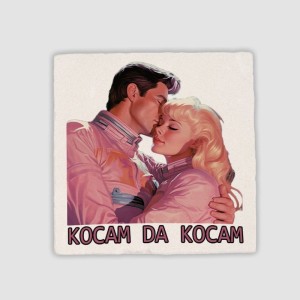Kocam da Kocam Esprili 4lü Doğal Taş Bardak Altlığı