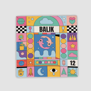Balık Burcu Renkli Tasarımlı 4lü Doğal Taş Bardak Altlığı