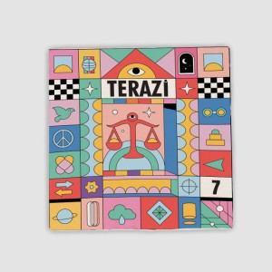 Terazi Burcu Renkli Tasarımlı 4lü Doğal Taş Bardak Altlığı