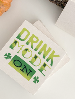 Drink Mode On Yazılı 4lü Doğal Taş Kare Bardak Altlığı Drink Mode On Yazılı 4lü Doğal Taş Kare Bardak Altlığı