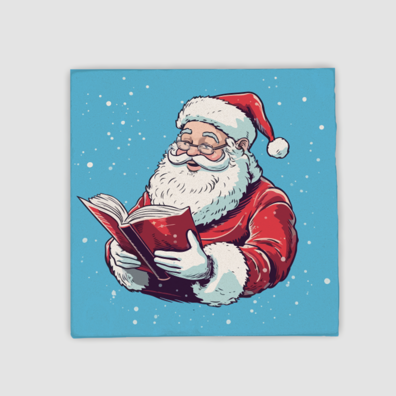 Kitap Okuyan Noel Baba Tasarımlı 4lü Doğal Taş Bardak Altlığı Kitap Okuyan Noel Baba Tasarımlı 4lü Doğal Taş Bardak Altlığı