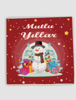 Mutlu Yıllar Noel Baba Tasarımlı 4lü Doğal Taş Bardak Altlığı Mutlu Yıllar Noel Baba Tasarımlı 4lü Doğal Taş Bardak Altlığı