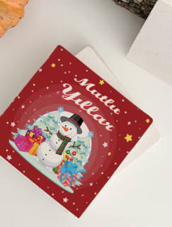 Mutlu Yıllar Noel Baba Tasarımlı 4lü Doğal Taş Bardak Altlığı Mutlu Yıllar Noel Baba Tasarımlı 4lü Doğal Taş Bardak Altlığı