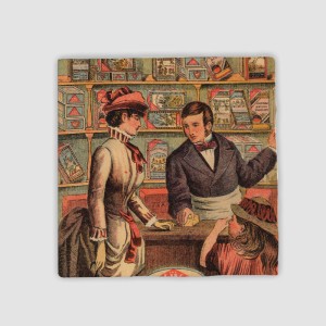 Retro Market Tasarımlı 4lü Doğal Taş Bardak Altlığı