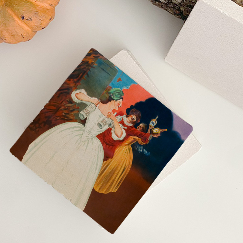 Dans Eden İnsanlar Retro Tasarımlı 4lü Doğal Taş Bardak Altlığı Dans Eden İnsanlar Retro Tasarımlı 4lü Doğal Taş Bardak Altlığı