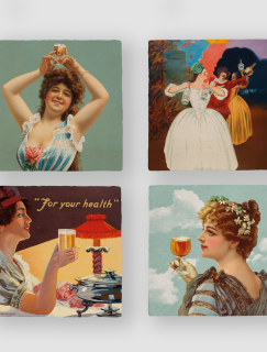 Vintage Kadınlar Tasarımlı 4'lü Doğal Taş Bardak Altlığı Vintage Kadınlar Tasarımlı 4'lü Doğal Taş Bardak Altlığı