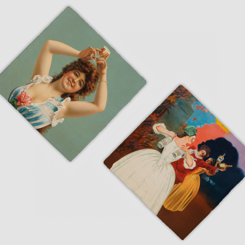 Vintage Kadınlar Tasarımlı 4'lü Doğal Taş Bardak Altlığı Vintage Kadınlar Tasarımlı 4'lü Doğal Taş Bardak Altlığı