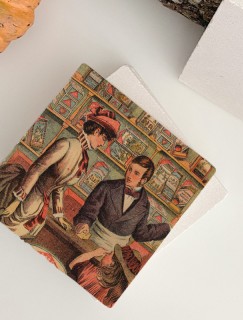 Retro Market Tasarımlı 4lü Doğal Taş Bardak Altlığı Retro Market Tasarımlı 4lü Doğal Taş Bardak Altlığı