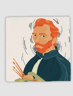 Van Gogh Resim Yapıyor Tasarımlı 4lü Doğal Taş Bardak Altlığı Van Gogh Resim Yapıyor Tasarımlı 4lü Doğal Taş Bardak Altlığı