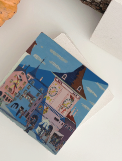 Ernst Ludwig Kirchner Bern with Beltower (1935) Tasarımlı 4'lü Doğal Taş Bardak Altlığı Ernst Ludwig Kirchner Bern with Beltower (1935) Tasarımlı 4'lü Doğal Taş Bardak Altlığı