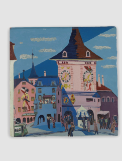 Ernst Ludwig Kirchner Bern with Beltower (1935) Tasarımlı 4'lü Doğal Taş Bardak Altlığı Ernst Ludwig Kirchner Bern with Beltower (1935) Tasarımlı 4'lü Doğal Taş Bardak Altlığı
