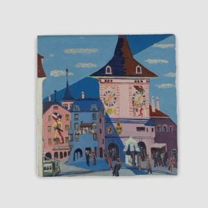 Ernst Ludwig Kirchner Bern with Beltower (1935) Tasarımlı 4'lü Doğal Taş Bardak Altlığı