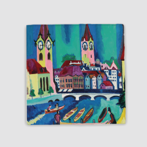 Ernst Ludwig Kirchner'in Zurih (1926) Tablosu Tasarımlı 4lü Doğal Taş Bardak Altlığı