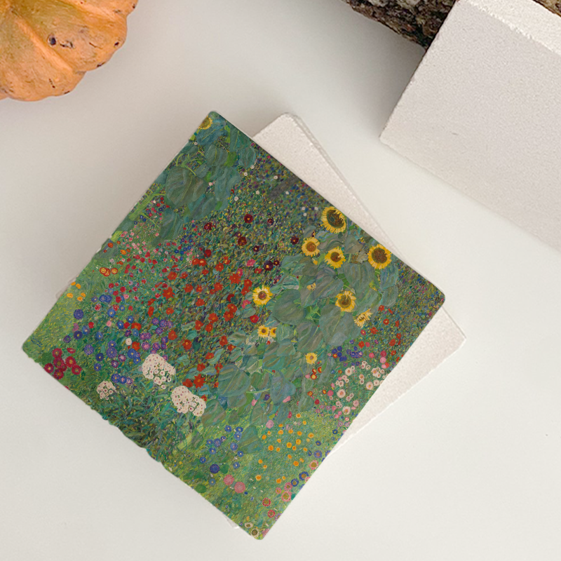 " Gustav Klimt Ayçiçekli Çiftlik Bahçesi (1907) Tasarımlı 4'lü Doğal Taş Bardak Altlığı" " Gustav Klimt Ayçiçekli Çiftlik Bahçesi (1907) Tasarımlı 4'lü Doğal Taş Bardak Altlığı"