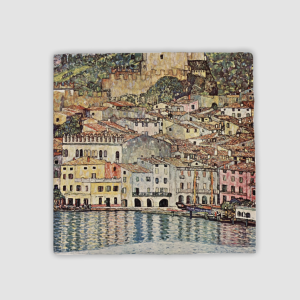 Gustav Klimt Malcesine ve Gardasee (1913) Tasarımlı 4'lü Doğal Taş Bardak Altlığı