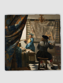 Johannes Vermeer'in Resim Alegorisi (1666 –1668) Tasarımlı 4'lü Doğal Taş Bardak Altlığı Johannes Vermeer'in Resim Alegorisi (1666 –1668) Tasarımlı 4'lü Doğal Taş Bardak Altlığı