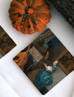 Johannes Vermeer'in Virginal'de Oturan Genç Kadını (1670–1672) Tasarımlı 4'lü Doğal Taş Bardak Altlığı Johannes Vermeer'in Virginal'de Oturan Genç Kadını (1670–1672) Tasarımlı 4'lü Doğal Taş Bardak Altlığı