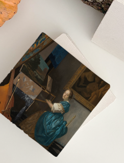 Johannes Vermeer'in Virginal'de Oturan Genç Kadını (1670–1672) Tasarımlı 4'lü Doğal Taş Bardak Altlığı Johannes Vermeer'in Virginal'de Oturan Genç Kadını (1670–1672) Tasarımlı 4'lü Doğal Taş Bardak Altlığı