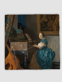 Johannes Vermeer'in Virginal'de Oturan Genç Kadını (1670–1672) Tasarımlı 4'lü Doğal Taş Bardak Altlığı Johannes Vermeer'in Virginal'de Oturan Genç Kadını (1670–1672) Tasarımlı 4'lü Doğal Taş Bardak Altlığı