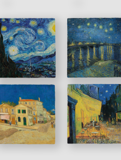 Van Gogh Manzaraları Tasarımlı 4'lü Doğal Taş Bardak Altlığı Van Gogh Manzaraları Tasarımlı 4'lü Doğal Taş Bardak Altlığı