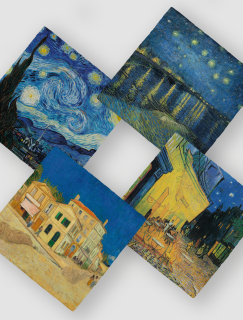 Van Gogh Manzaraları Tasarımlı 4'lü Doğal Taş Bardak Altlığı Van Gogh Manzaraları Tasarımlı 4'lü Doğal Taş Bardak Altlığı