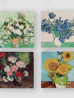 Van Gogh'un Çiçekleri Tasarımlı 4'lü Doğal Taş Bardak Altlığı Van Gogh'un Çiçekleri Tasarımlı 4'lü Doğal Taş Bardak Altlığı