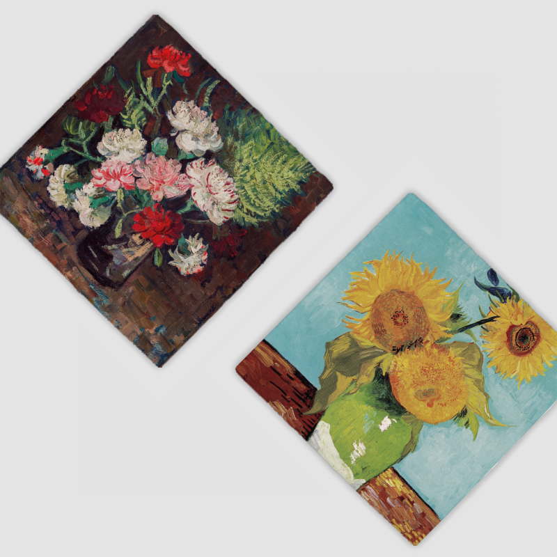 Van Gogh'un Çiçekleri Tasarımlı 4'lü Doğal Taş Bardak Altlığı Van Gogh'un Çiçekleri Tasarımlı 4'lü Doğal Taş Bardak Altlığı