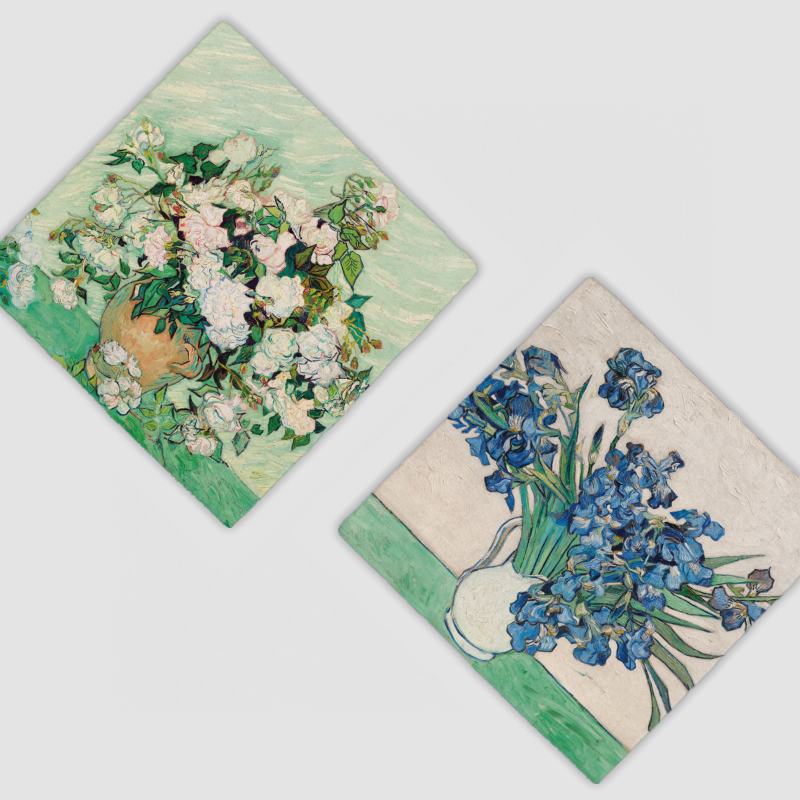 Van Gogh'un Çiçekleri Tasarımlı 4'lü Doğal Taş Bardak Altlığı Van Gogh'un Çiçekleri Tasarımlı 4'lü Doğal Taş Bardak Altlığı