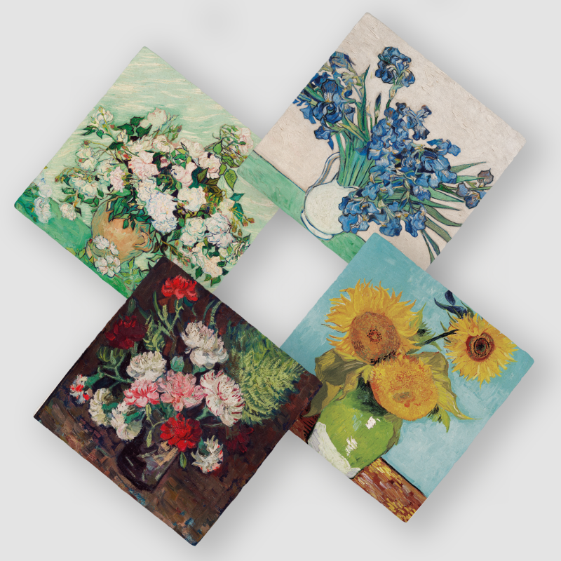 Van Gogh'un Çiçekleri Tasarımlı 4'lü Doğal Taş Bardak Altlığı Van Gogh'un Çiçekleri Tasarımlı 4'lü Doğal Taş Bardak Altlığı