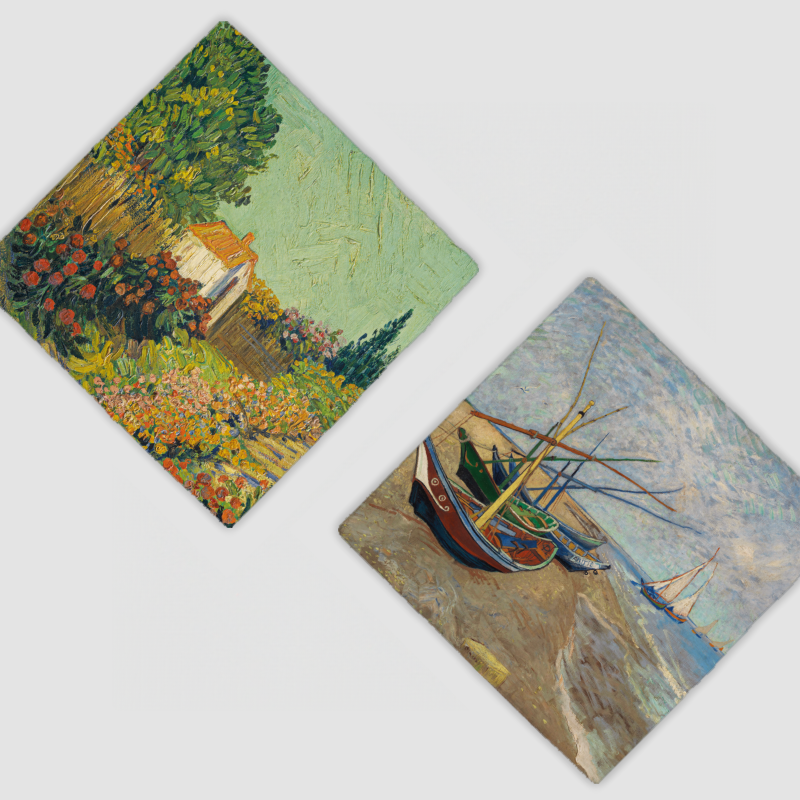 Vincent Van Gogh Tasarımları 4'lü Doğal Taş Bardak Altlığı Vincent Van Gogh Tasarımları 4'lü Doğal Taş Bardak Altlığı