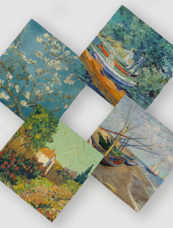 Vincent Van Gogh Tasarımları 4'lü Doğal Taş Bardak Altlığı Vincent Van Gogh Tasarımları 4'lü Doğal Taş Bardak Altlığı