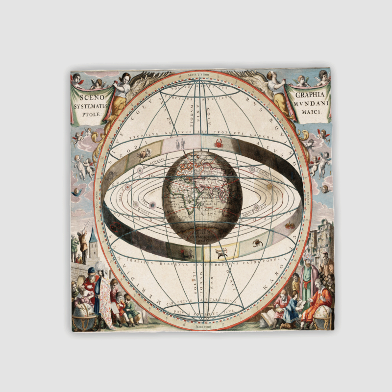 J. van Loon'un Kromolitograf Sanatından Cellarius Ptolemaik Sistem 4lü Doğal Taş Bardak Altlığı J. van Loon'un Kromolitograf Sanatından Cellarius Ptolemaik Sistem 4lü Doğal Taş Bardak Altlığı
