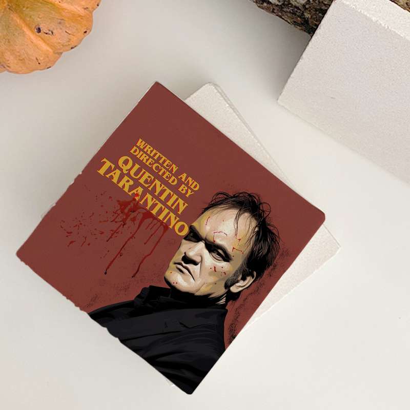 Quentin Tarantino Tasarımlı 4lü Doğal Taş Bardak Altlığı Quentin Tarantino Tasarımlı 4lü Doğal Taş Bardak Altlığı