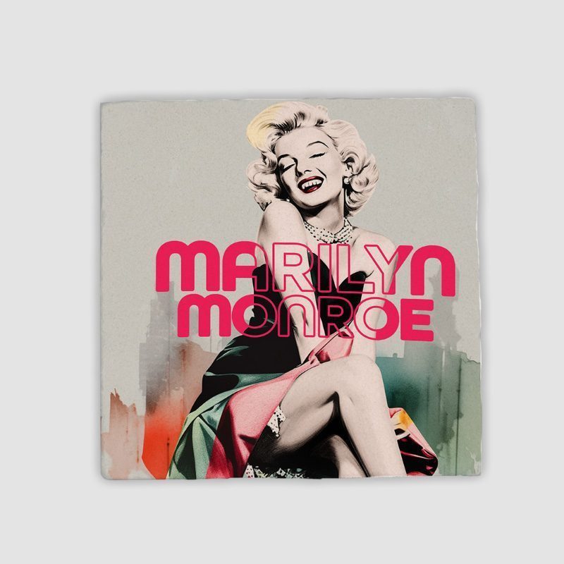 Efsane Sarışın Marilyn Monroe Tasarımlı 4lü Doğal Taş Bardak Altlığı Efsane Sarışın Marilyn Monroe Tasarımlı 4lü Doğal Taş Bardak Altlığı