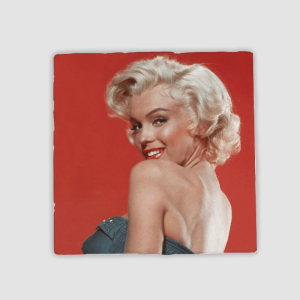 Kırmızı ve Marilyn 4lü Doğal Taş Kare Bardak Altlığı