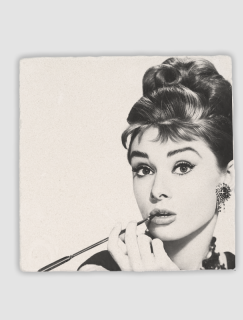 Siyah Beyaz Audrey Hepburn 4lü Doğal Taş Kare Bardak Altlığı Siyah Beyaz Audrey Hepburn 4lü Doğal Taş Kare Bardak Altlığı