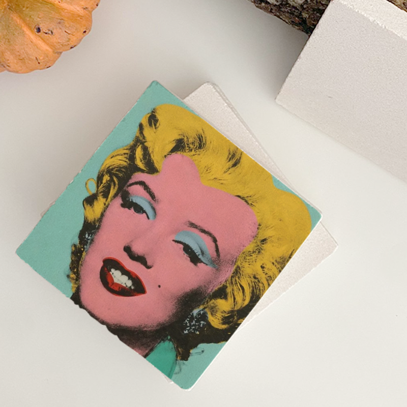 Marilyn'in Renkleri Tasarımlı 4lü Doğal Taş Kare Bardak Altlığı Marilyn'in Renkleri Tasarımlı 4lü Doğal Taş Kare Bardak Altlığı
