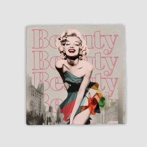 Marilyn Monroe Beauty Tasarımlı 4lü Doğal Taş Bardak Altlığı