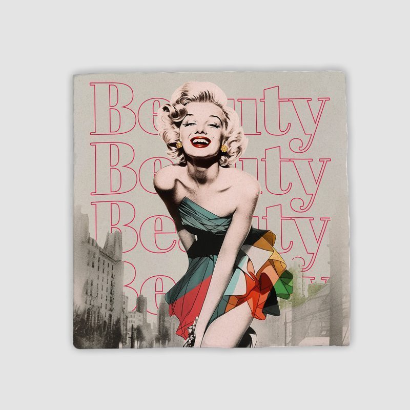 Marilyn Monroe Beauty Tasarımlı 4lü Doğal Taş Bardak Altlığı Marilyn Monroe Beauty Tasarımlı 4lü Doğal Taş Bardak Altlığı