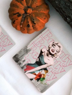 Marilyn Monroe Beauty Tasarımlı 4lü Doğal Taş Bardak Altlığı Marilyn Monroe Beauty Tasarımlı 4lü Doğal Taş Bardak Altlığı