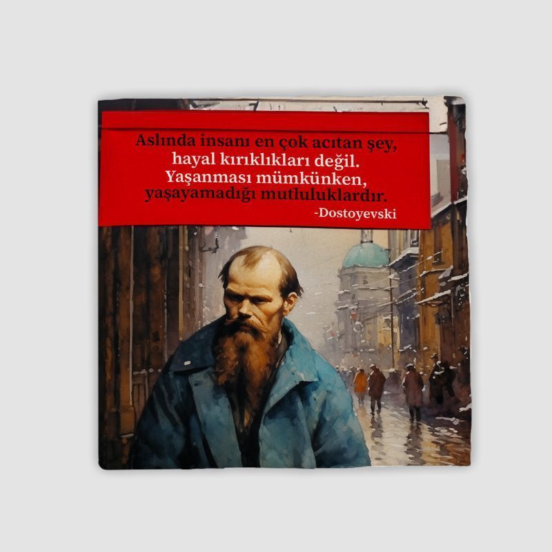 Dostoyevski Sözler Koleksiyonu 6 Mutluluk Hakkında 4lü Doğal Taş Bardak Altlığı Dostoyevski Sözler Koleksiyonu 6 Mutluluk Hakkında 4lü Doğal Taş Bardak Altlığı