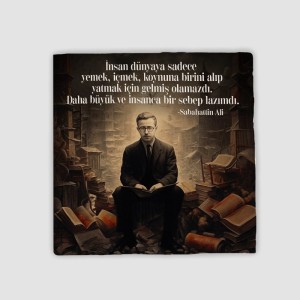 Sabahattin Ali Sözler Koleksiyonu 4lüDoğal Taş Bardak Altlığı