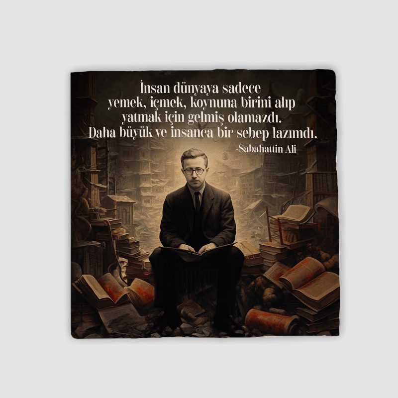 Sabahattin Ali Sözler Koleksiyonu 4lüDoğal Taş Bardak Altlığı Sabahattin Ali Sözler Koleksiyonu 4lüDoğal Taş Bardak Altlığı