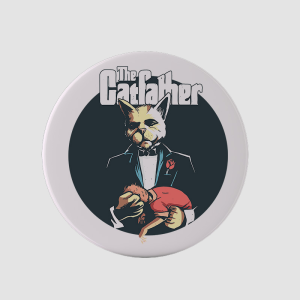Catfather Tasarımlı Yuvarlak 4lü Bardak Altlığı
