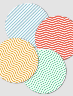 Renkli Geometrik Çizgiler Yuvarlak 4lü Bardak Altlığı Seti Renkli Geometrik Çizgiler Yuvarlak 4lü Bardak Altlığı Seti